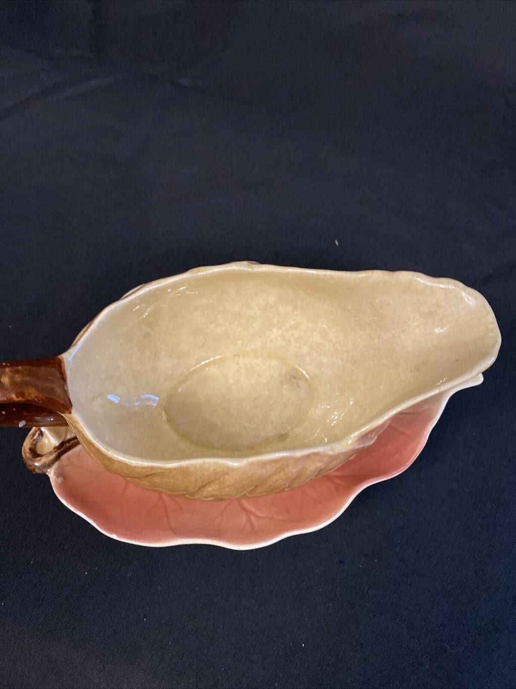 Vintage Royal Winton Autumn Leaves sauce gravy boat and plate - (8461)