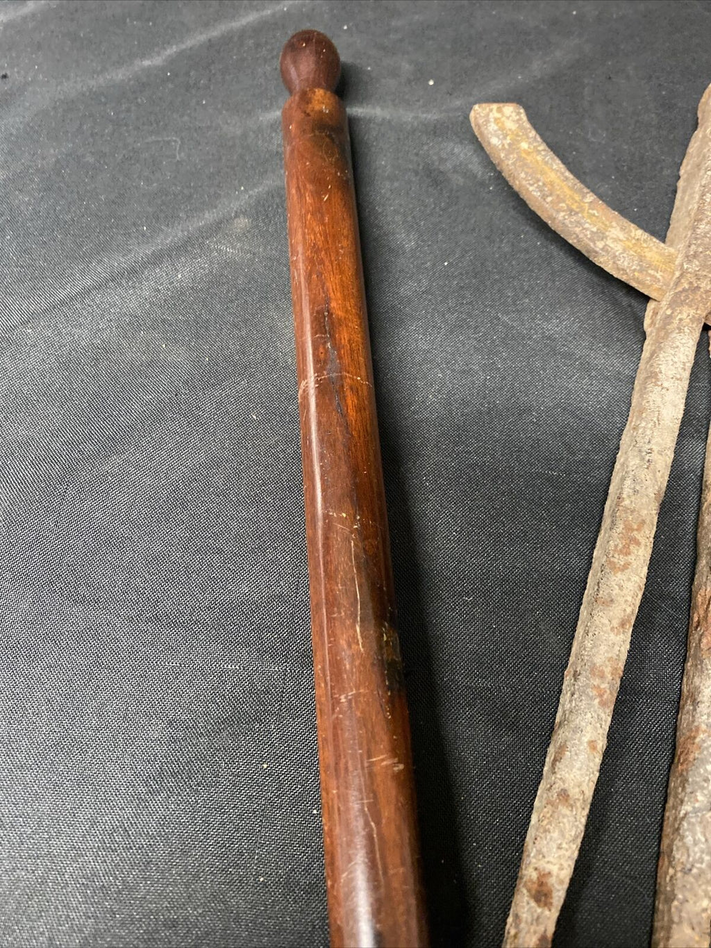Antique Draughtmen measuring tool and rolling mahogony ruler - (5146)