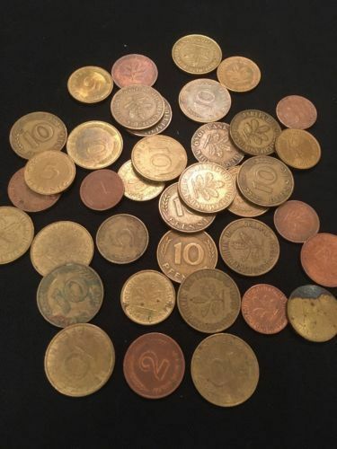 Germany 10 / 5 / 2 / 1 Pfennig coins x 37 - 1949 to 1980 - (2808)