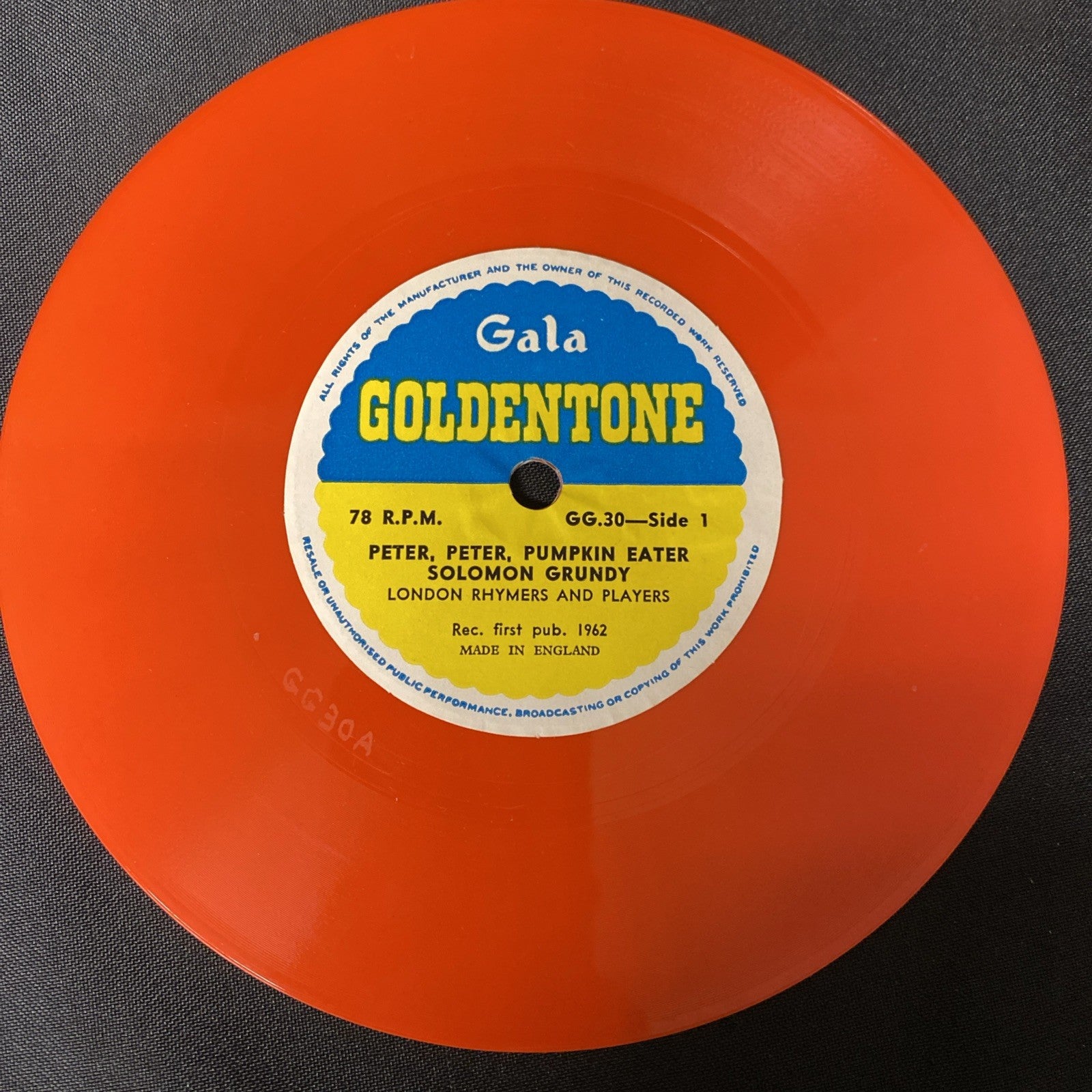VINYL RECORD - Goldentone ORANGE Vinyl 4 songs Peter Pumpkin Eater Etc - (1439)