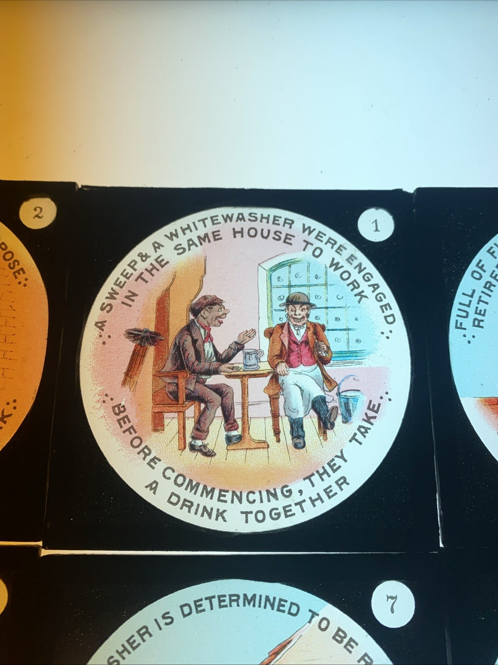 Magic Lantern Victorian Glass Square Handpainted Story x 8 Slides (1061)