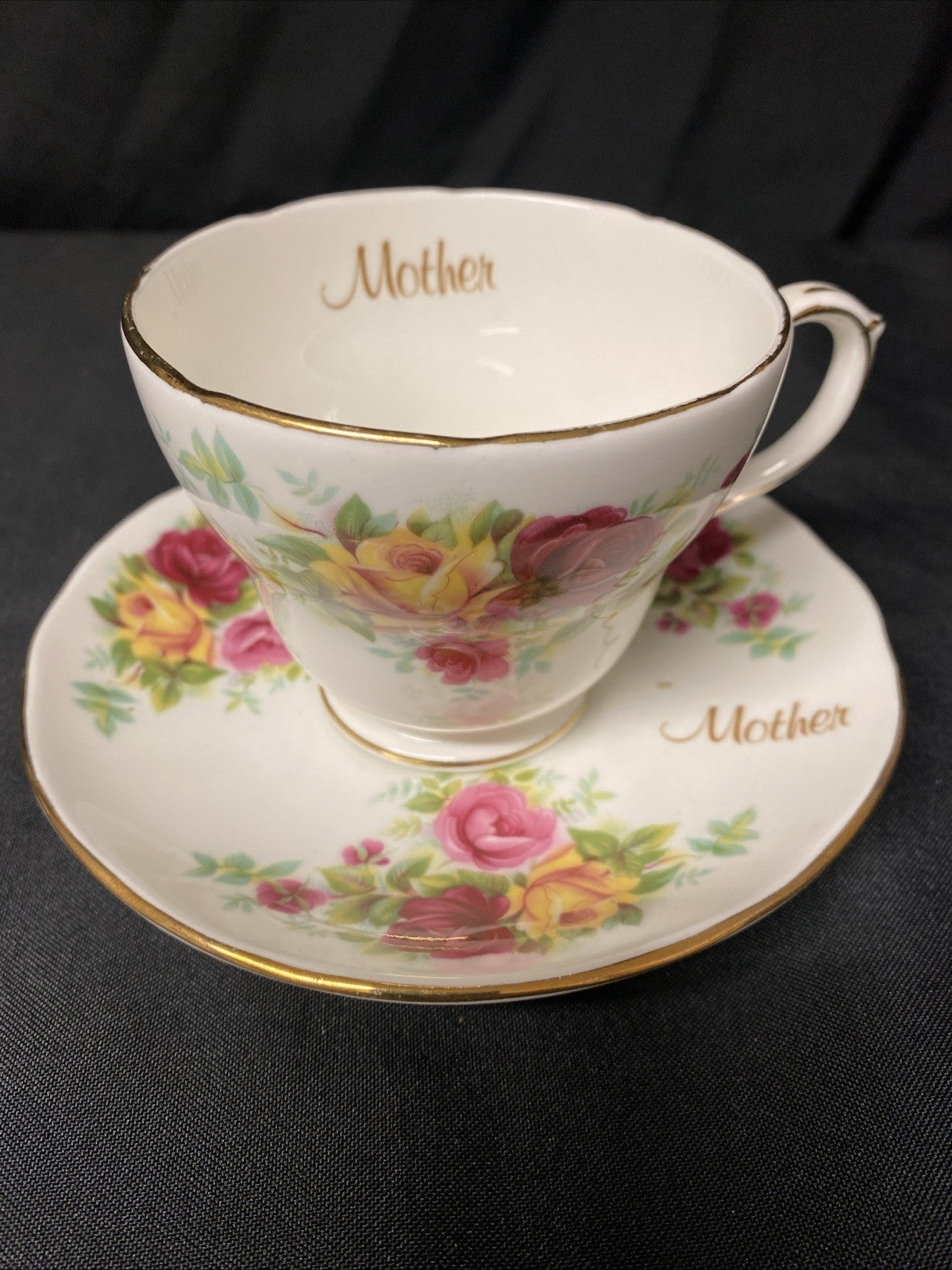 Vintage Duchess Fine China Roses "Mother" Cup and Saucer - (1594)