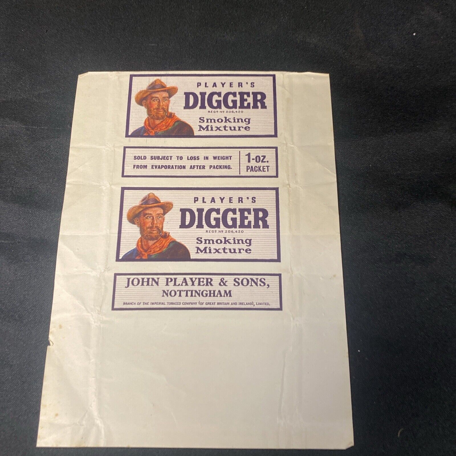 Digger John Player Smoking Mixture 1oz Package wrap Empty Vintage (8931)