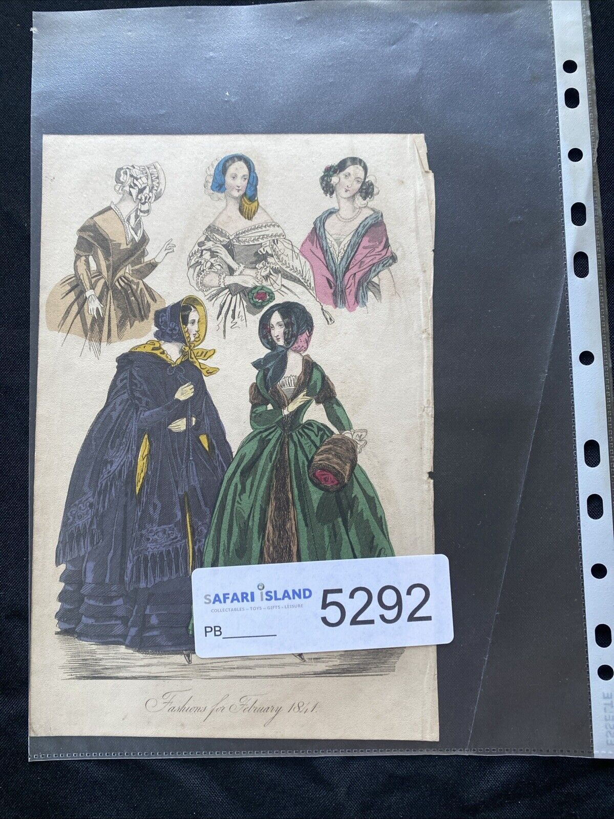 Victorian Regency London Fashion Engraving Plate Antique February 1841 - (5292)