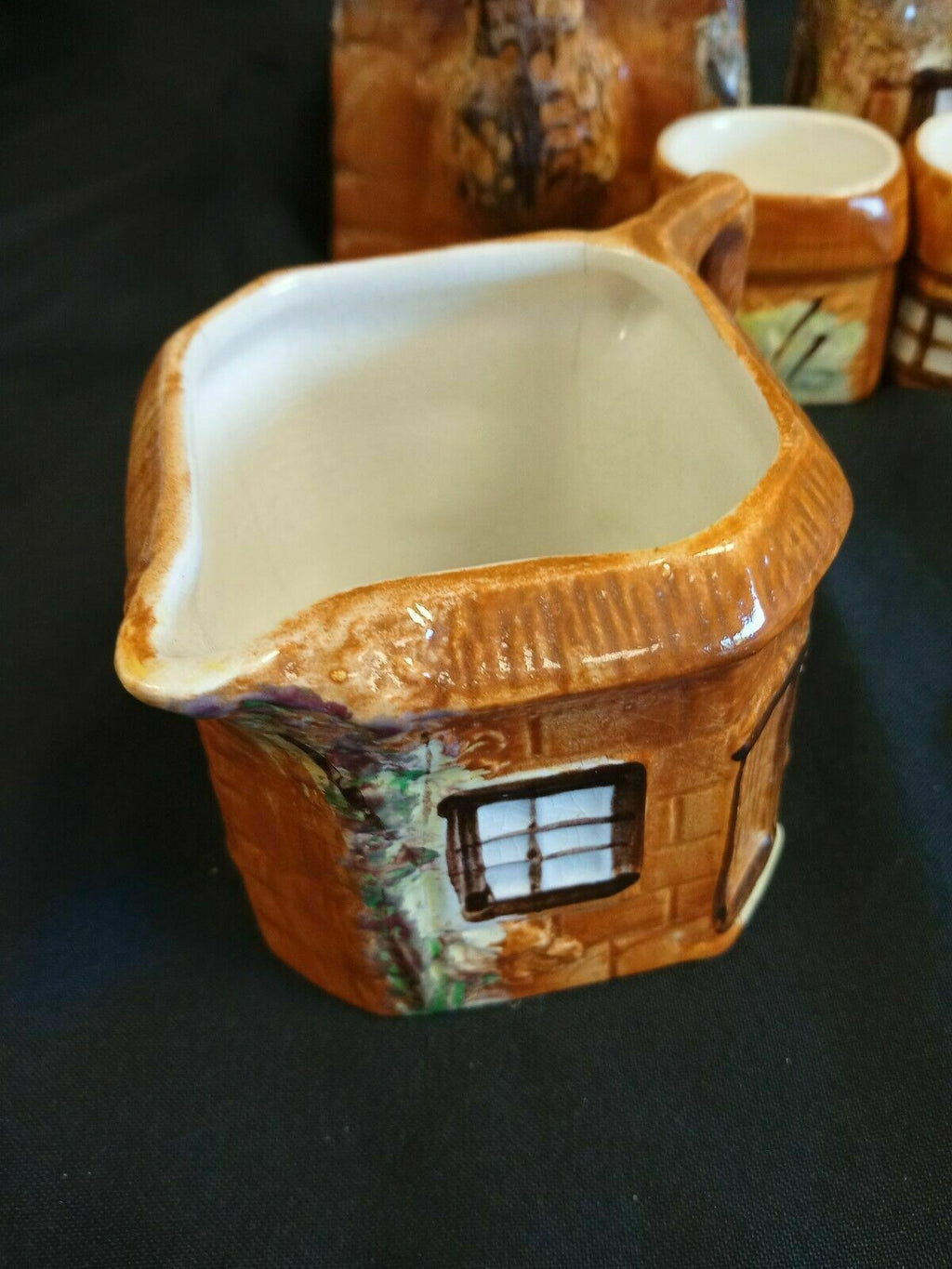 Price Kensington Ye Olde Cottage Teapot, Egg cups, Creamer, Sugar pot - (7901)