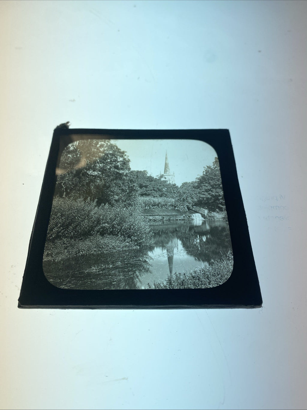 Magic Lantern Victorian Glass Square Photo Trinity Church River Avon (1069)