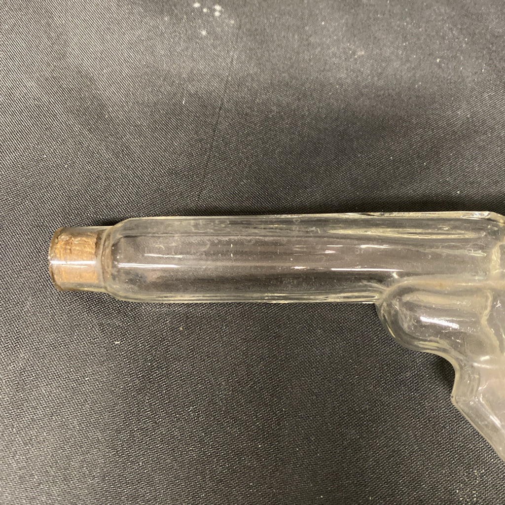 1920s Glass revolver bottle pistol gun Candy liquor storage antique - (1674)