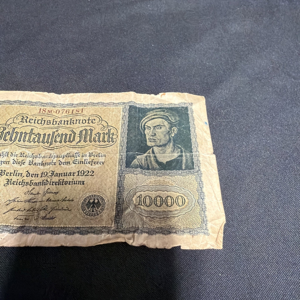 Bank Note Antique 10000 Zehntausend Mark Berlin 1922 German Banknote - (2354)