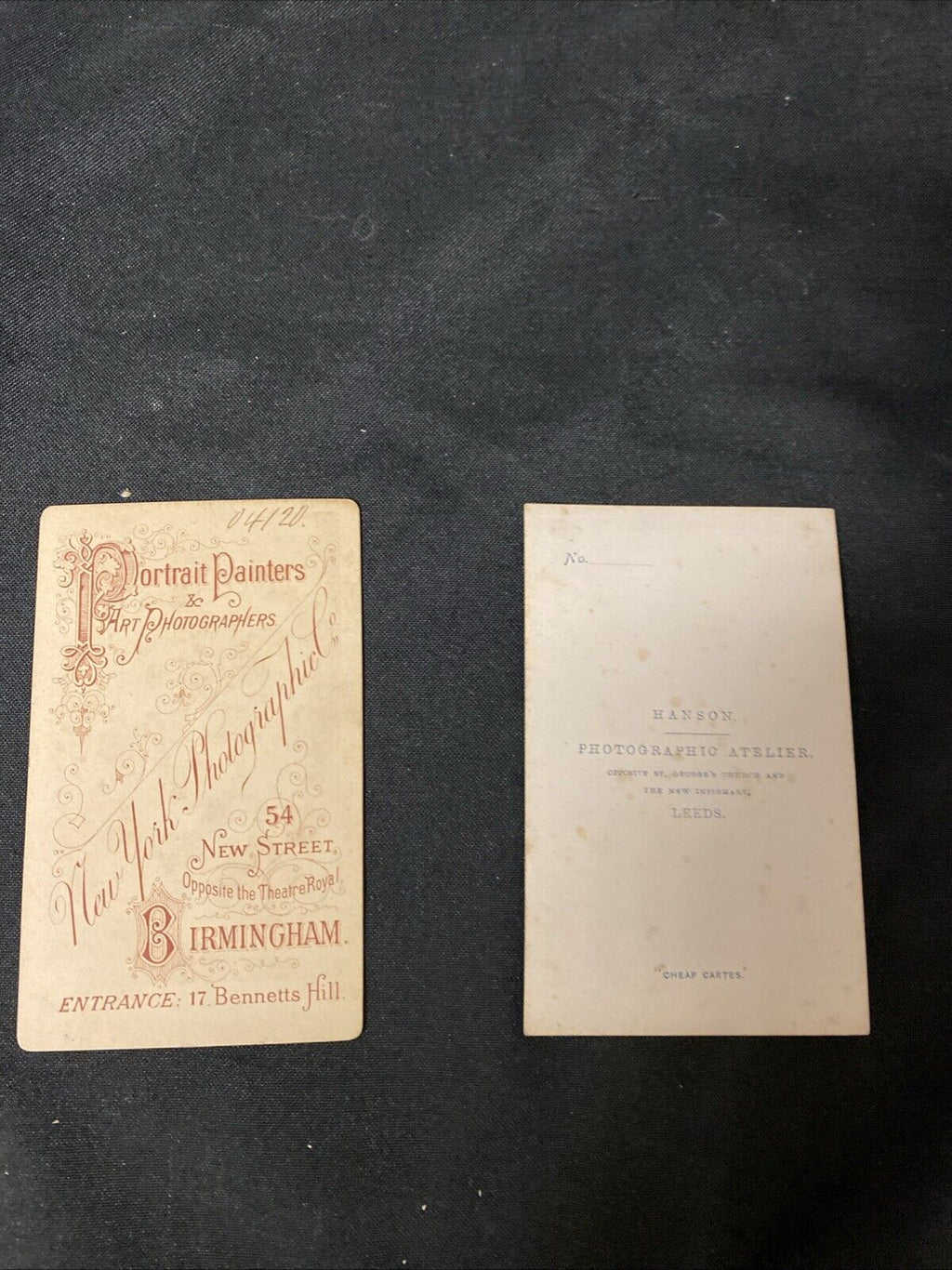 Victorian Carte De Vista CDV's x 2 Features Couples, Birmingham - (5449)