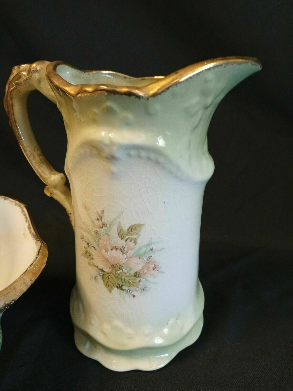 Vintage Shorter & Son Hand Painted Staffordshire Ironstone Basket and Jug (7886)