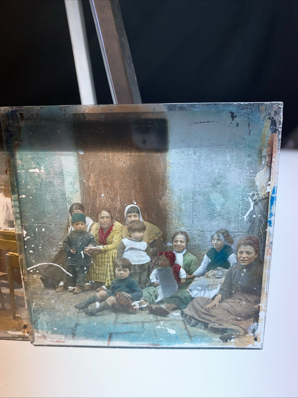 Magic Lantern Victorian Glass Square Photo x 2 Ethnic Tribal People (1180)
