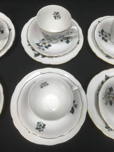 Bohemia Ceramic Works Czechoslovakia tea set antique 18 piece (6 trio) -(2764)