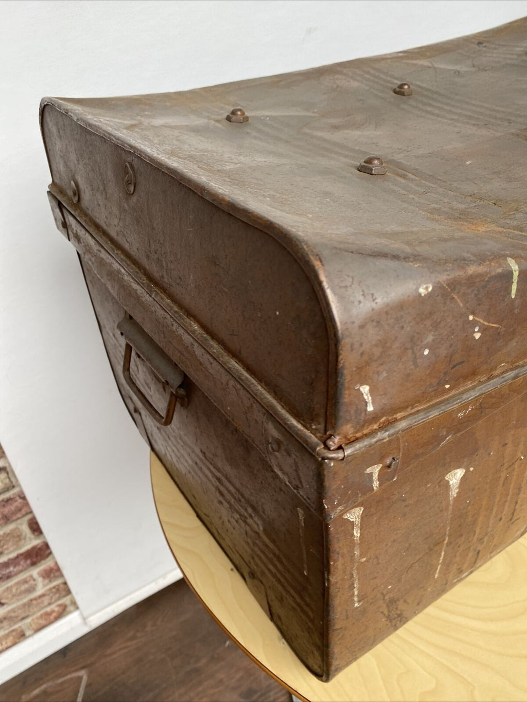 Medium Antique Steel Trunk Great for prop or display - (8051)