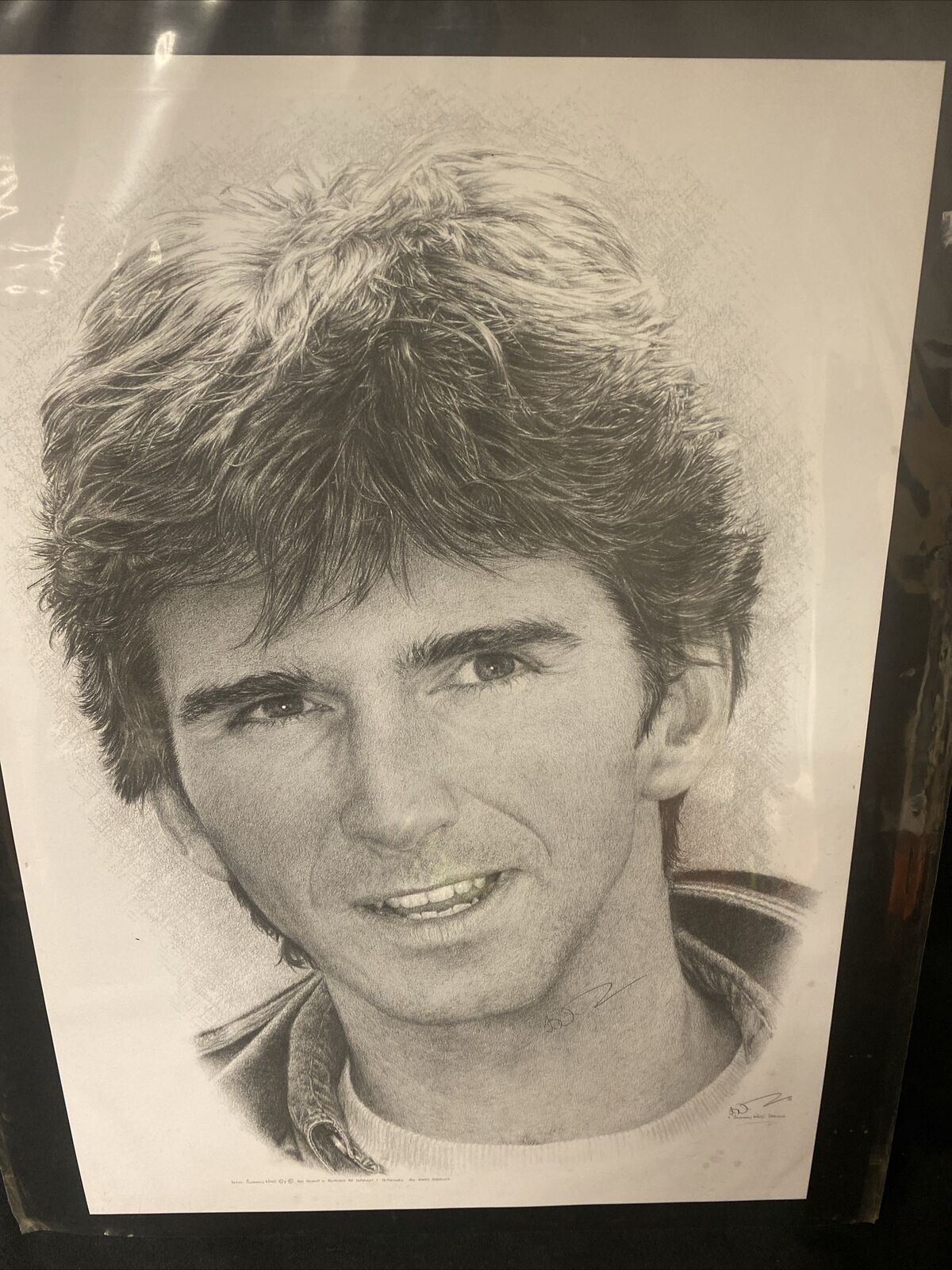 Jonathan Wood Original Pencil Drawing Print Damon Hill Vintage 1990's - (9100)