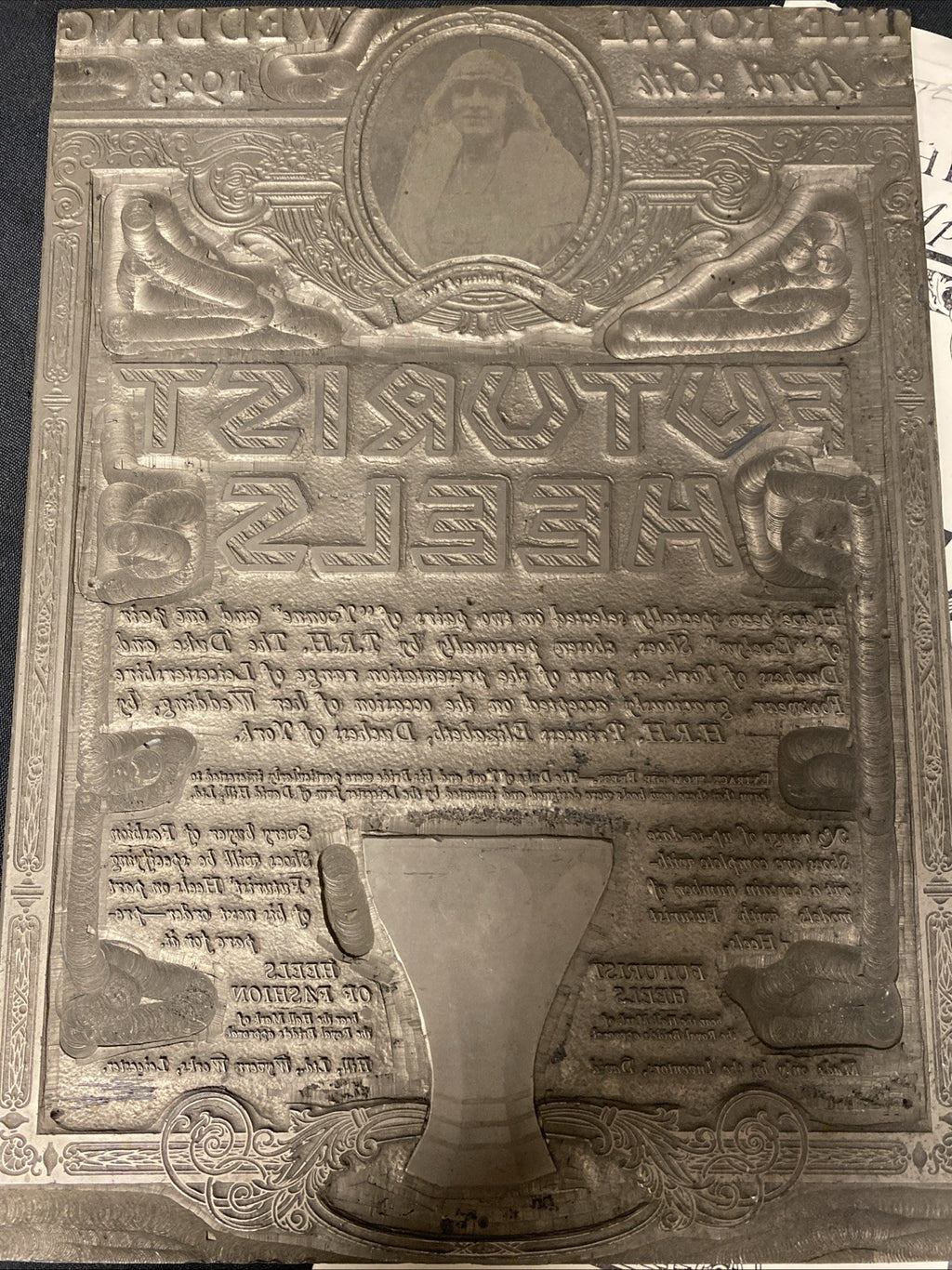 Metal Printers Plate April 26th 1923 Royal Wedding Futurist Heels - (1684)