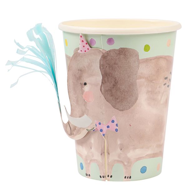 BULK BUY 10 x Paper cup x 8 Elephant Cup with tassel trunk - Paperchase