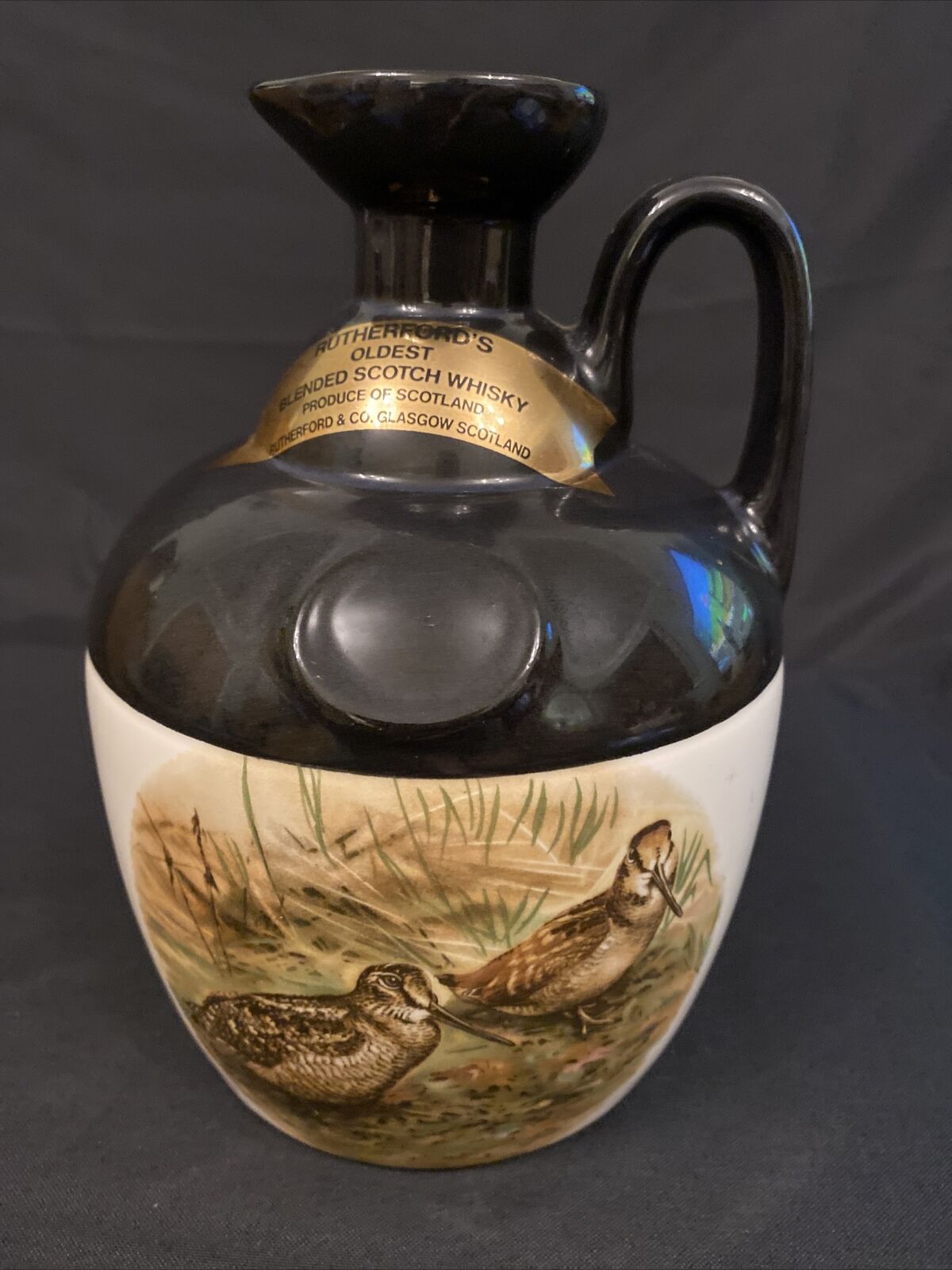 Vintage Whisky Jug Ceramic Decanter Rare  Rutherford's Scotch- (8454)