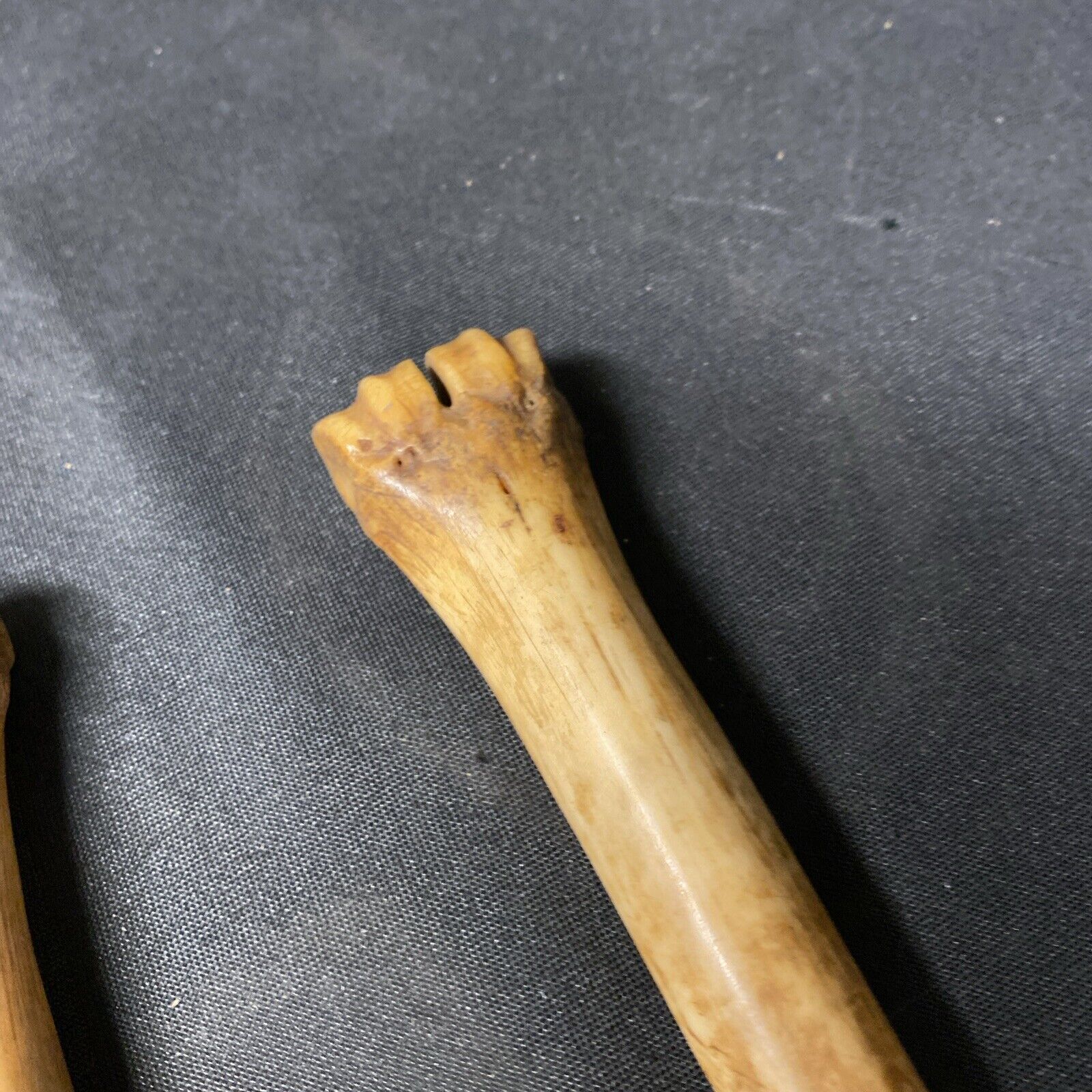 2 x Bovine Bone Apple Fruit Courer Antique Carved - (5375)