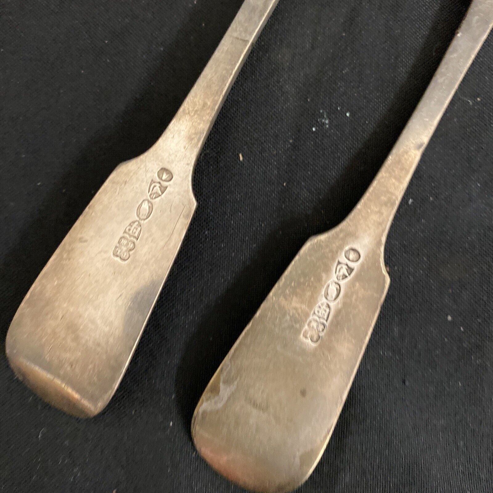 Antique Pair Silver Plate Forks Thomas Latham Ernest Morton c1896 Birm. - (9160)