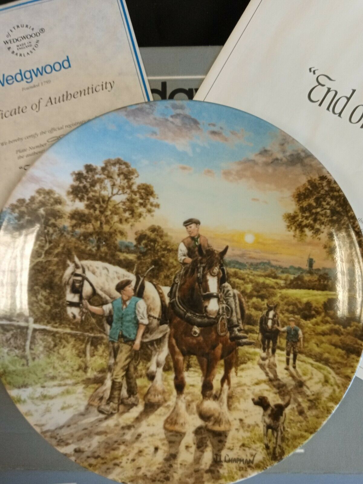 Wedgwood Queensware Collectors Boxed Plate Lim. Ed. 1989 End of The Day (7882)