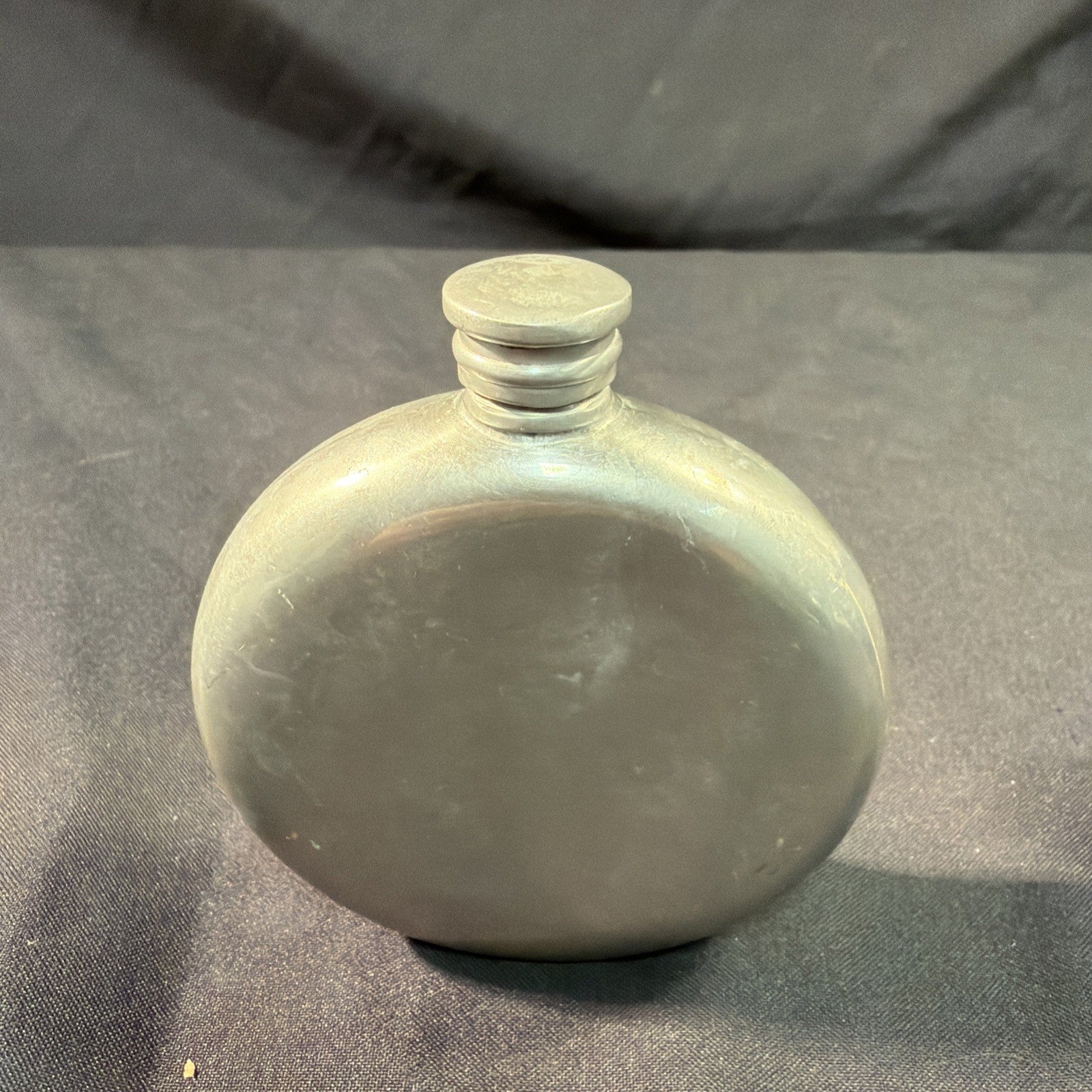 Vintage Hip Flasks 1 x Pewter round and 1 x Steel Kidney Shape - (2029)