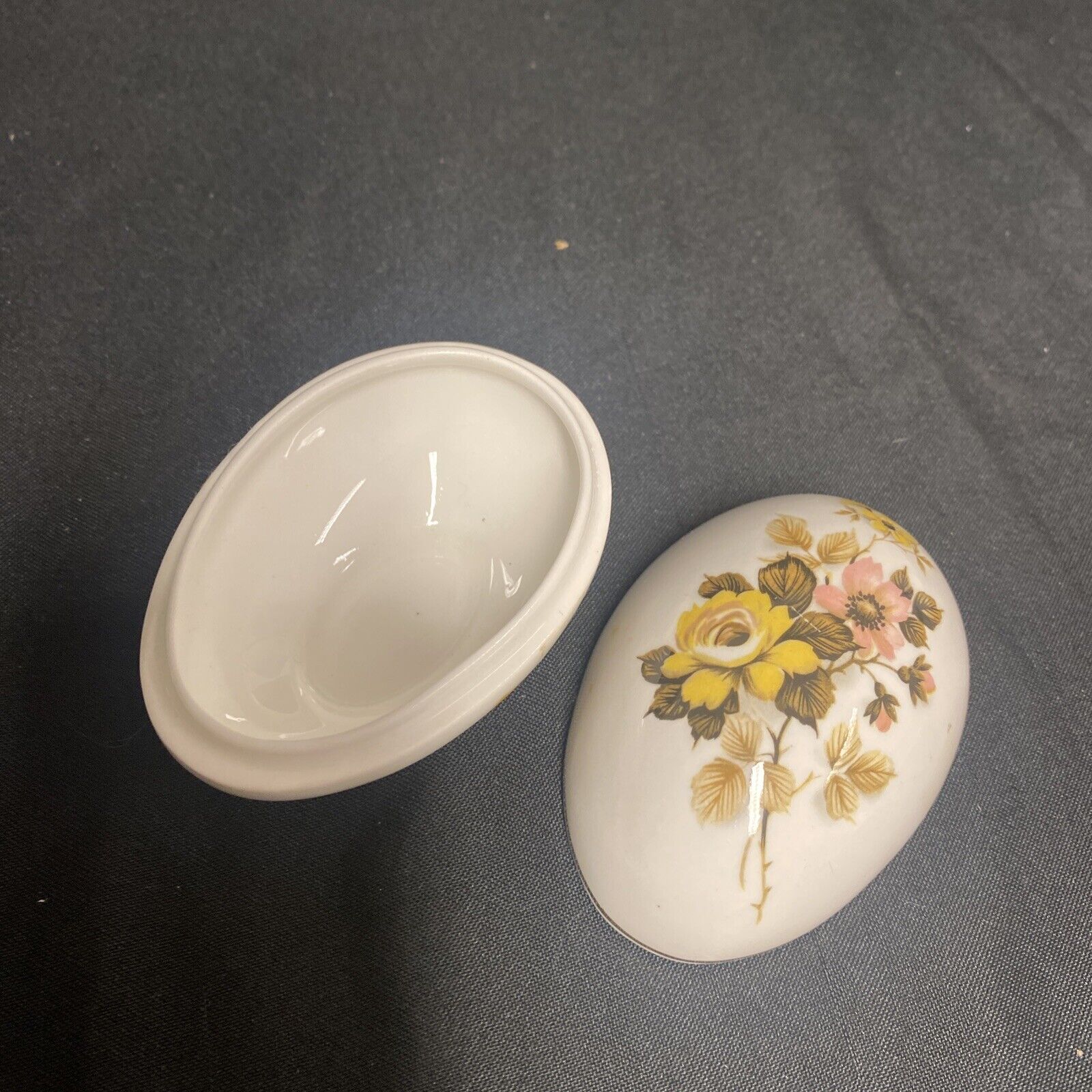 Trinket Box EGG - Phildale England Bone China Floral Design - (9316)