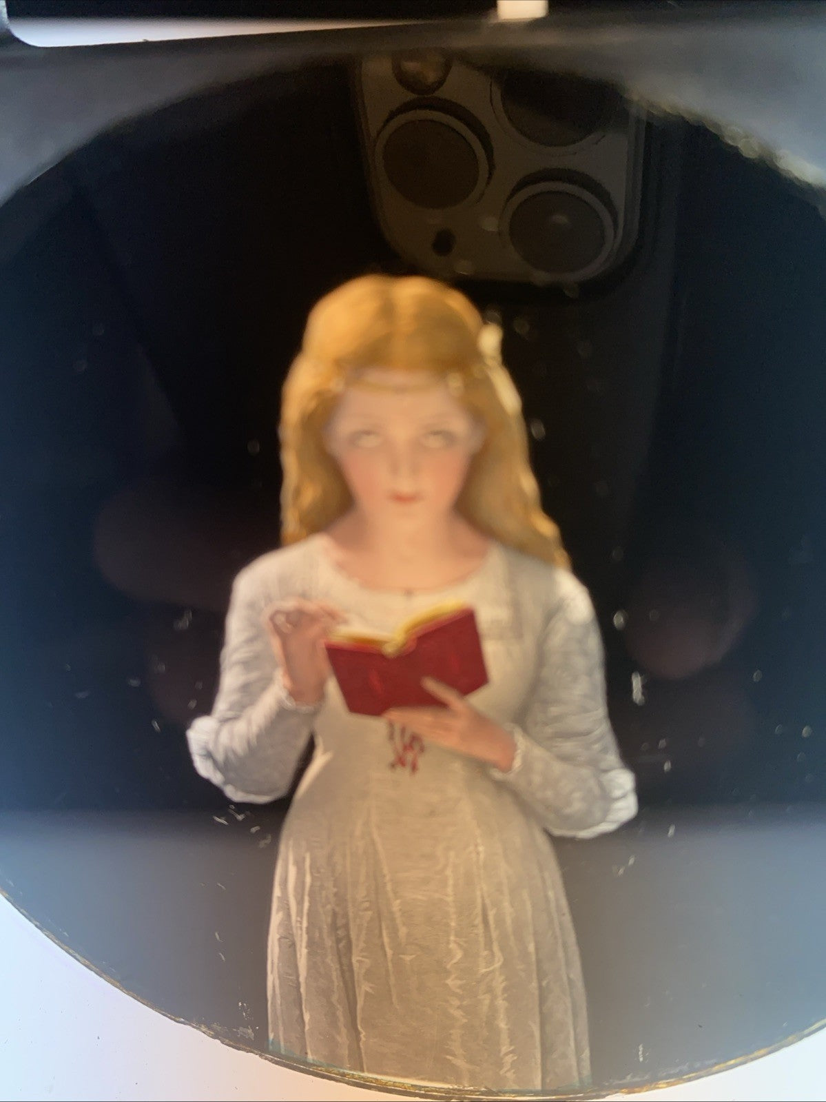 Magic Lantern Victorian Glass Round Handpainted Slide Girl wedding dress (1117)