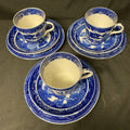 Adderley Ware Old Willow Made In England 3 x Trio Sets - (1718)