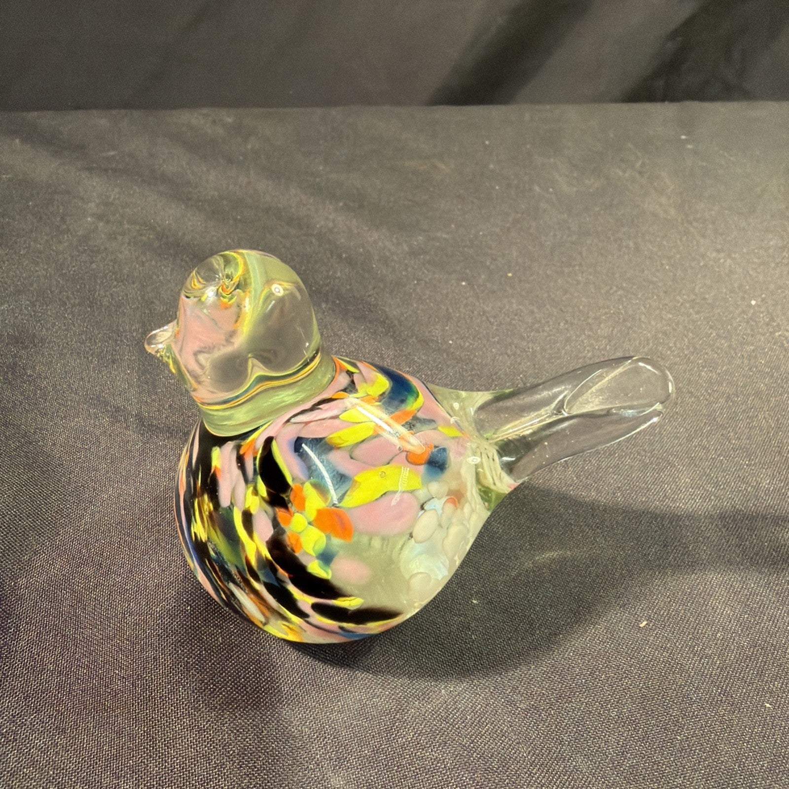 Murano Bird Paperweight  9cm coloured glass Vintage - (2080)