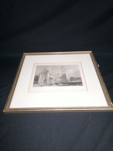 W. Radclyffe T. Allom Engraving 1838 Dumblane Cathedral - Original framed (7008