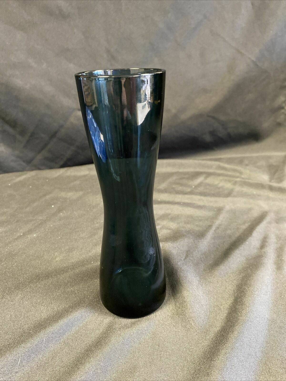Retro 60's blue glass designer vase 20cm Tall perfect condition - (7740
