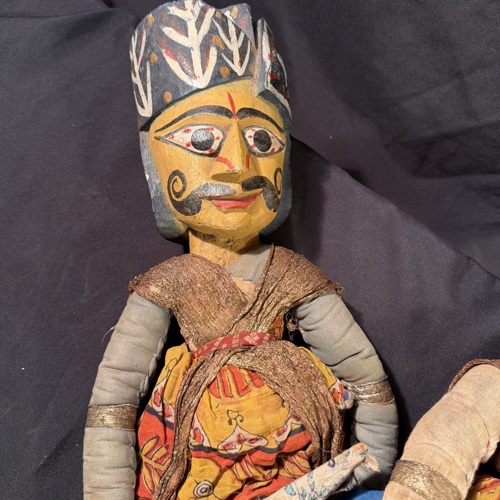 Marionette Rajasthani Kathputli antique wooden puppets Set of 3 kings - (2082)