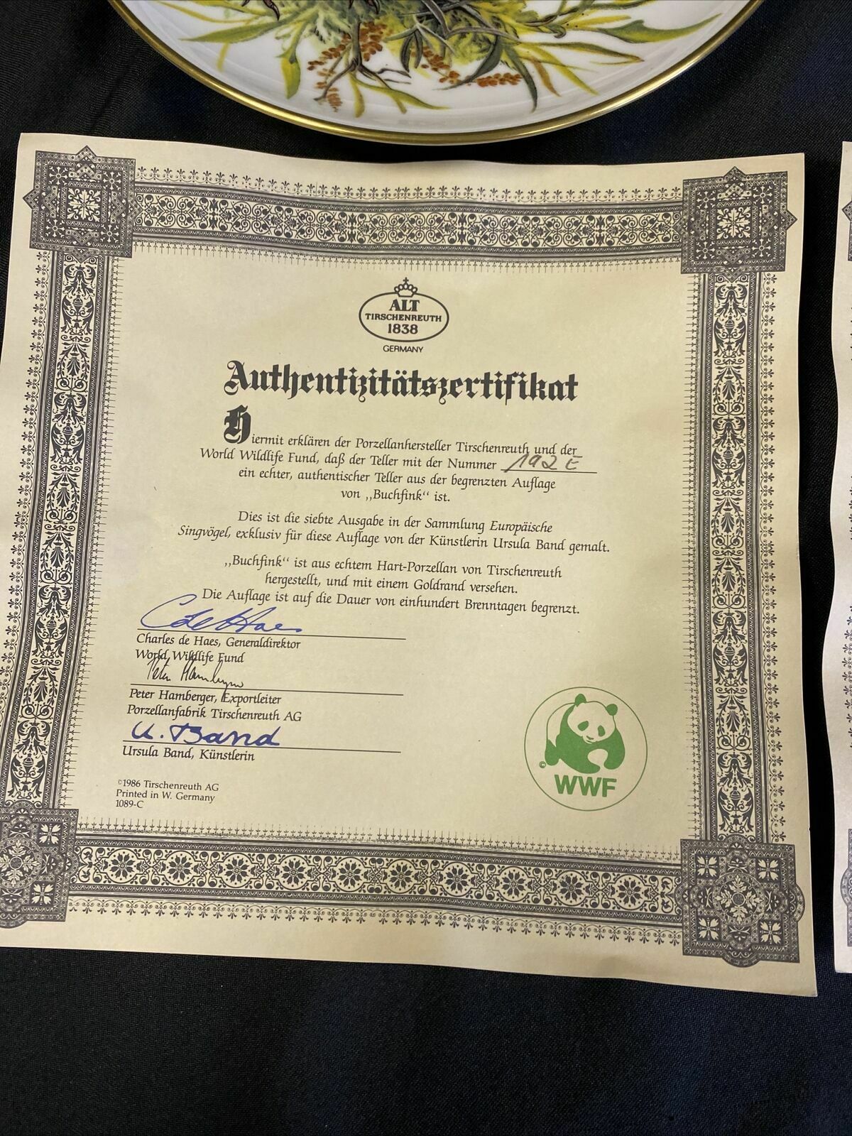 WWF Tirschenreuth Bands Songbirds Europe Plates x2 Bullfinch & Great Tit (7829