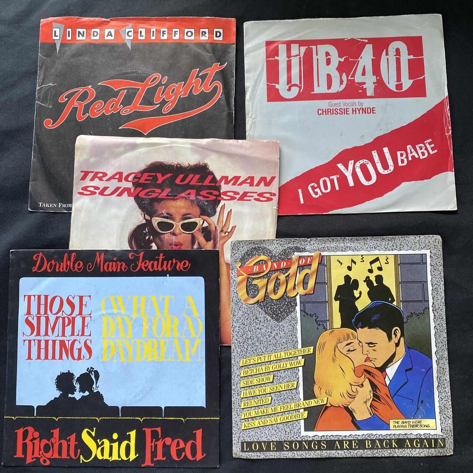 Vinyl Records 7" Singles 5 x 1980's Right Said Fred, UB40, Tracey Ullman -(9466