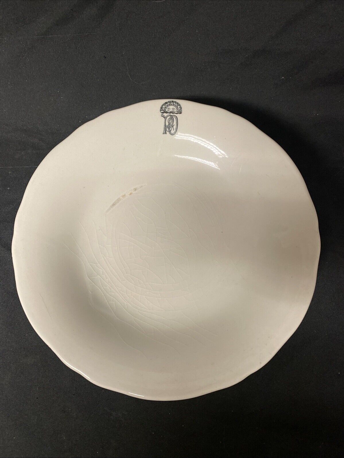 Antique P&O Cruise Lines Ceramic Rope Logo Footed Cake Plate Nauticalia -(5825)