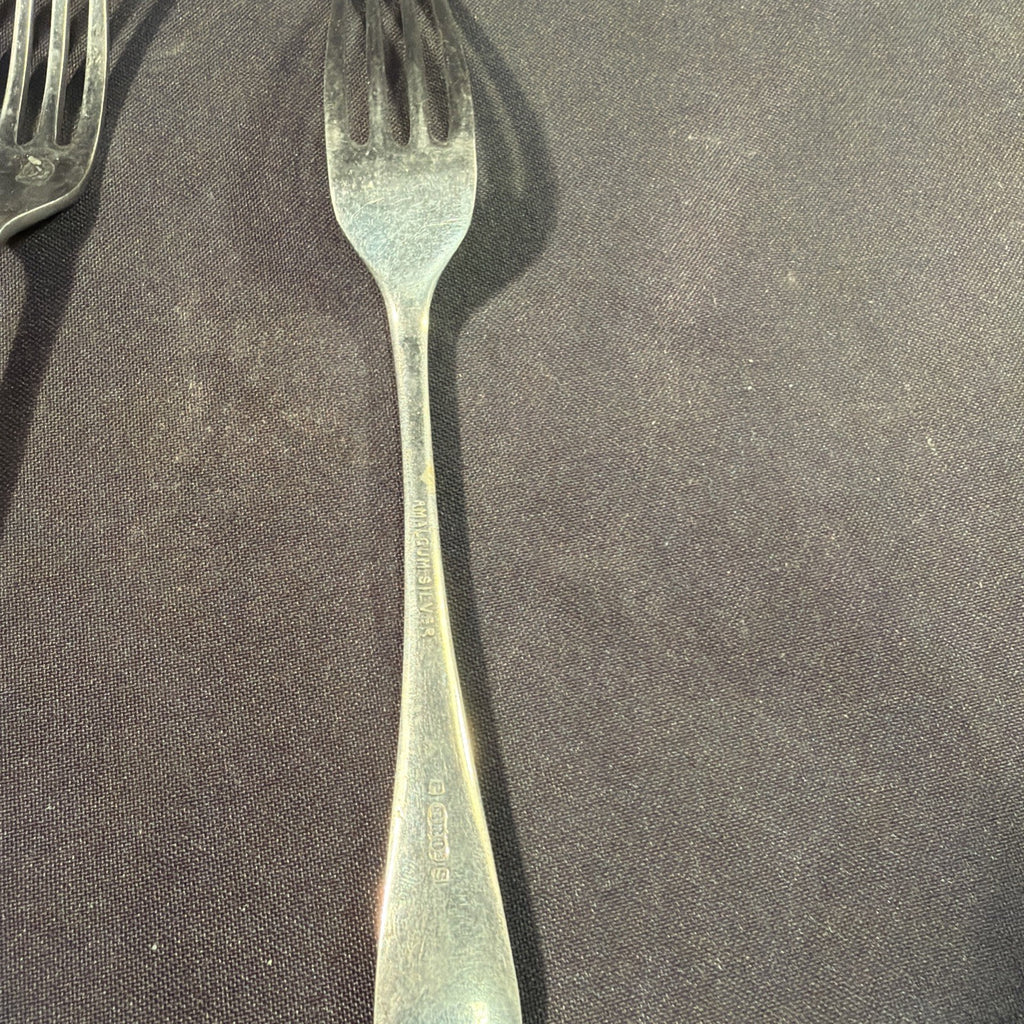 Amalgum Silver Forks x 6 VERY RARE Pinder Bros Stamped Amalgum - (2054)