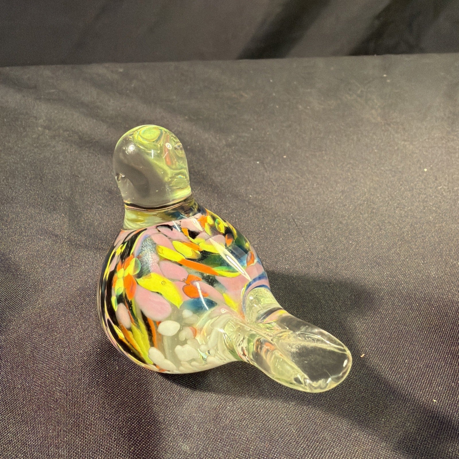 Murano Bird Paperweight  9cm coloured glass Vintage - (2080)