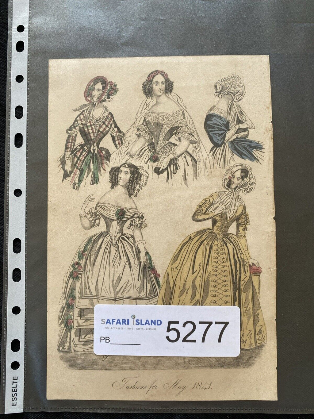 Victorian Regency London Fashion Engraving Plate Antique May 1841 - (5277)