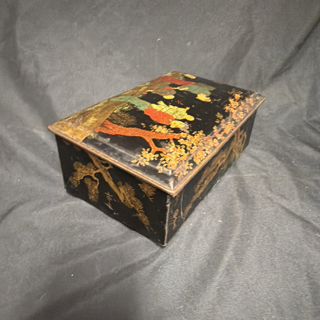 Rileys Toffee Tin Japanese Cloisonne style with key 1910 Edwardian - (1954)
