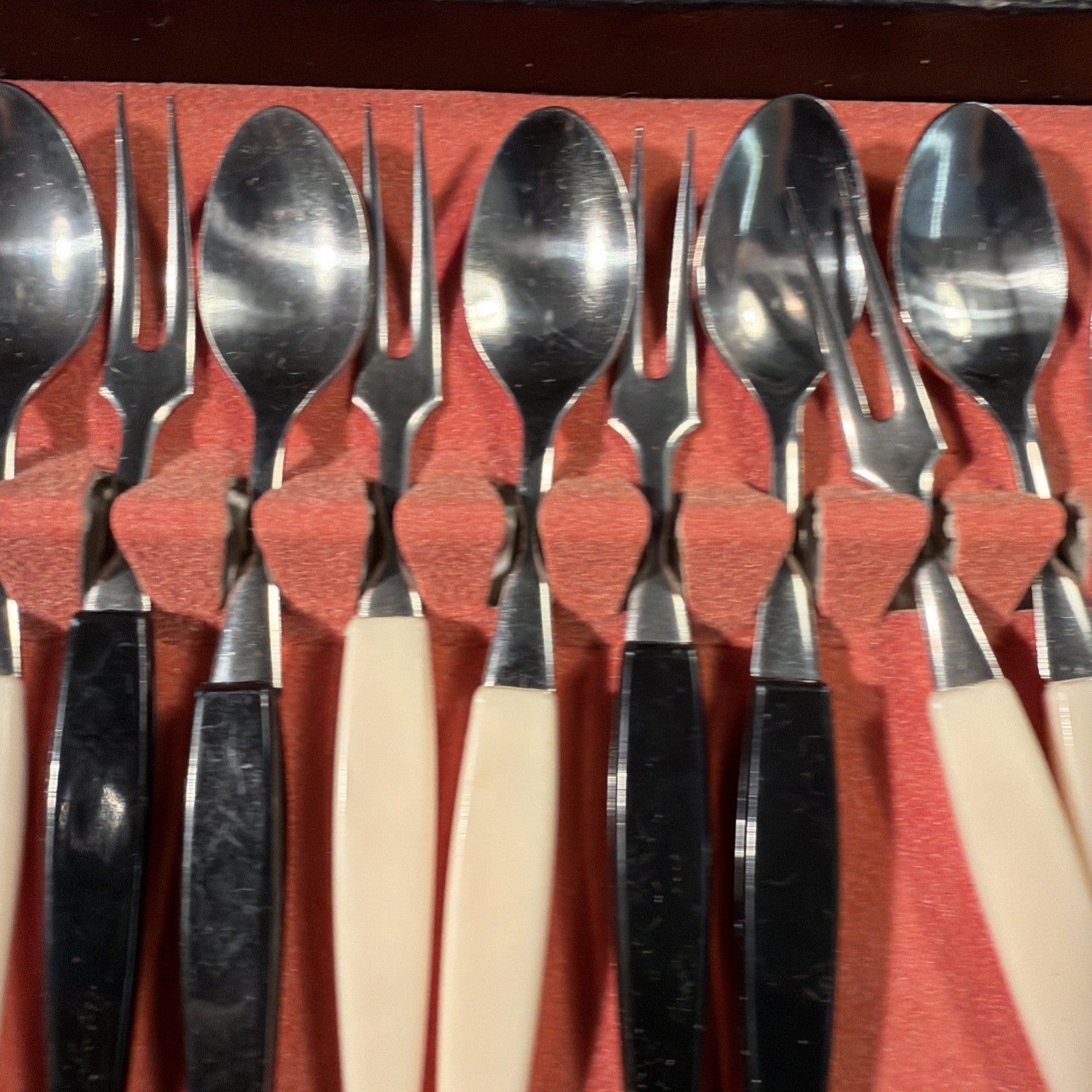 Vintage Cocktail Party Forks and Spoons set of 12 pieces Boxed - (2028)