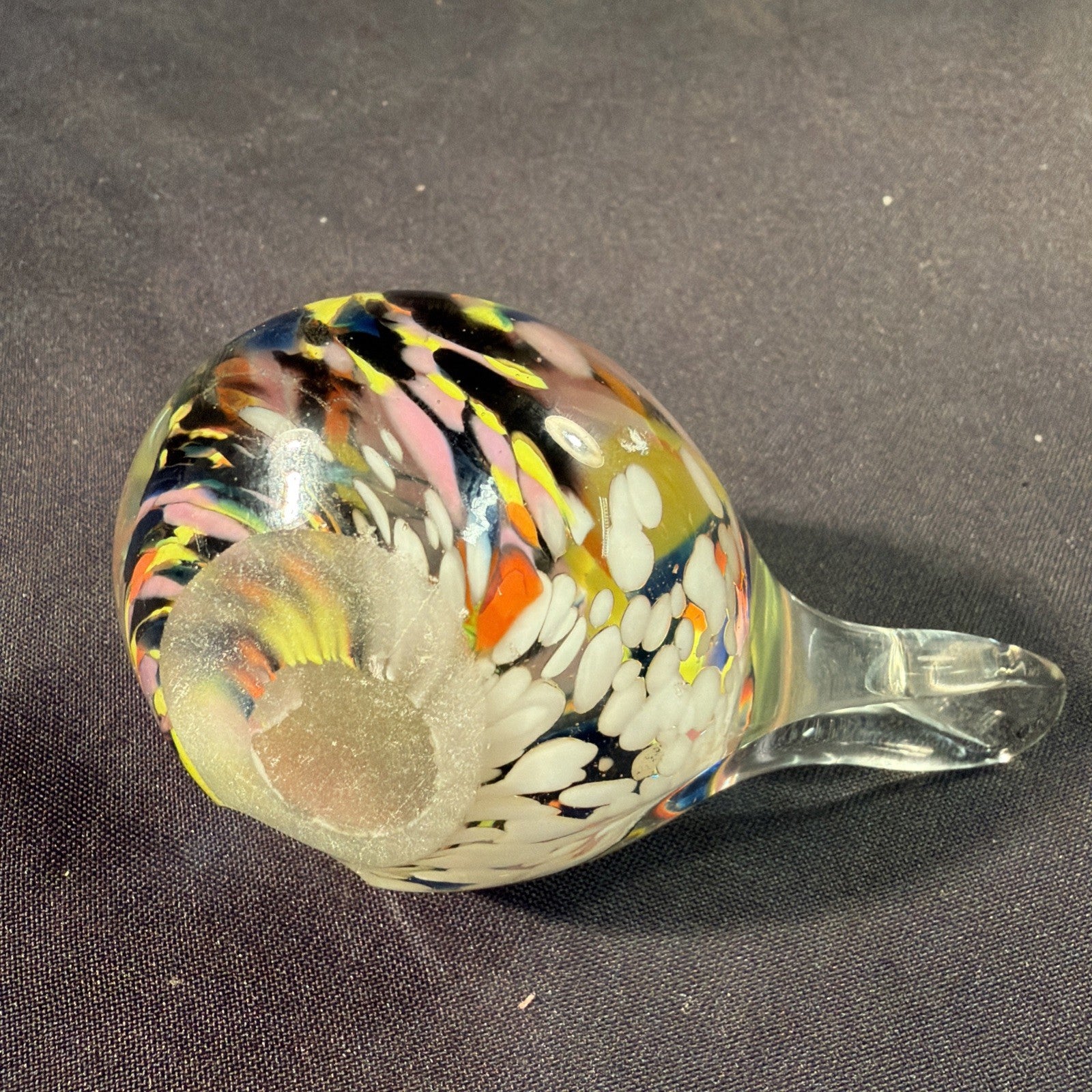 Murano Bird Paperweight  9cm coloured glass Vintage - (2080)