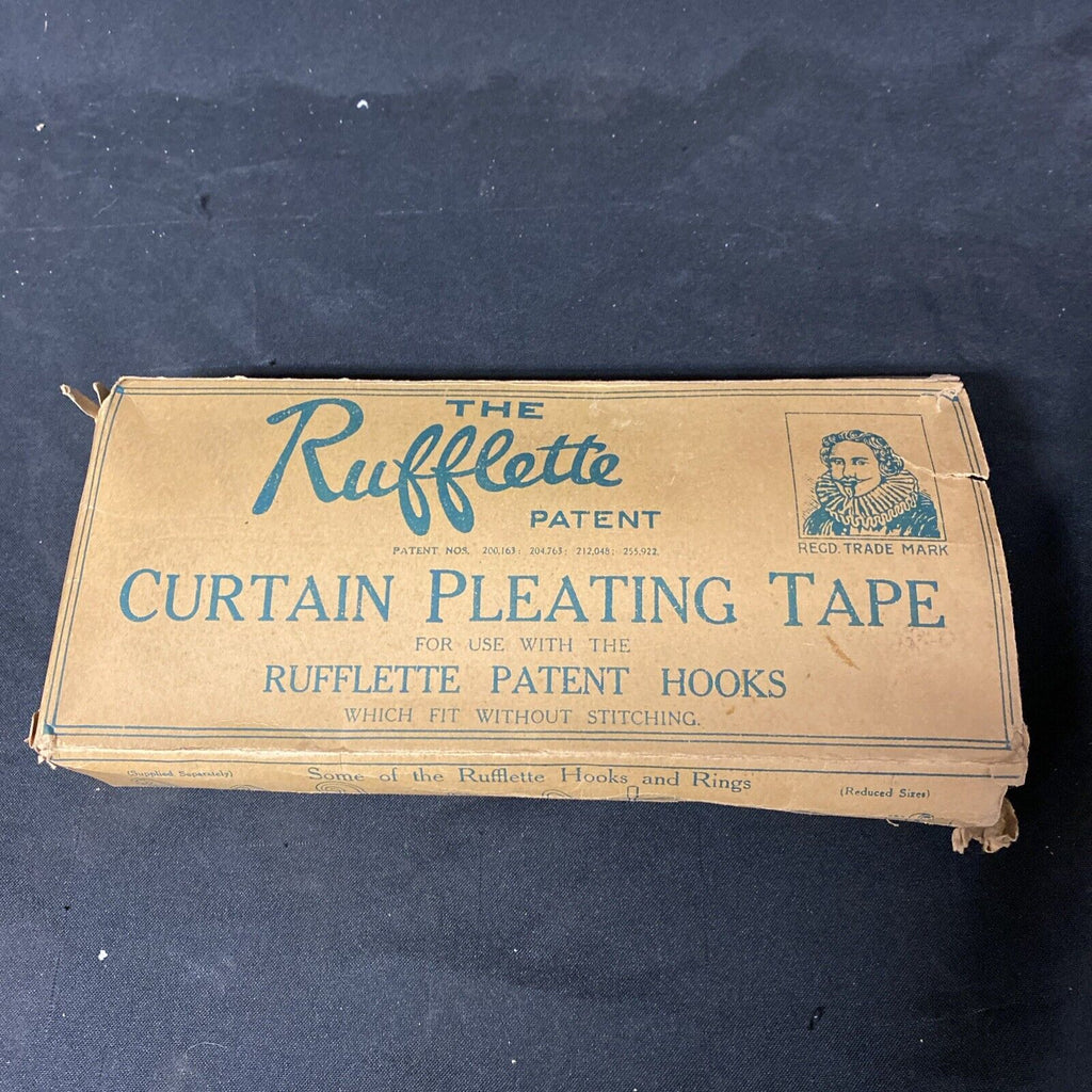 Antique 1930's The Rufflette Patent Curtain Tape Box and contents -(5469)