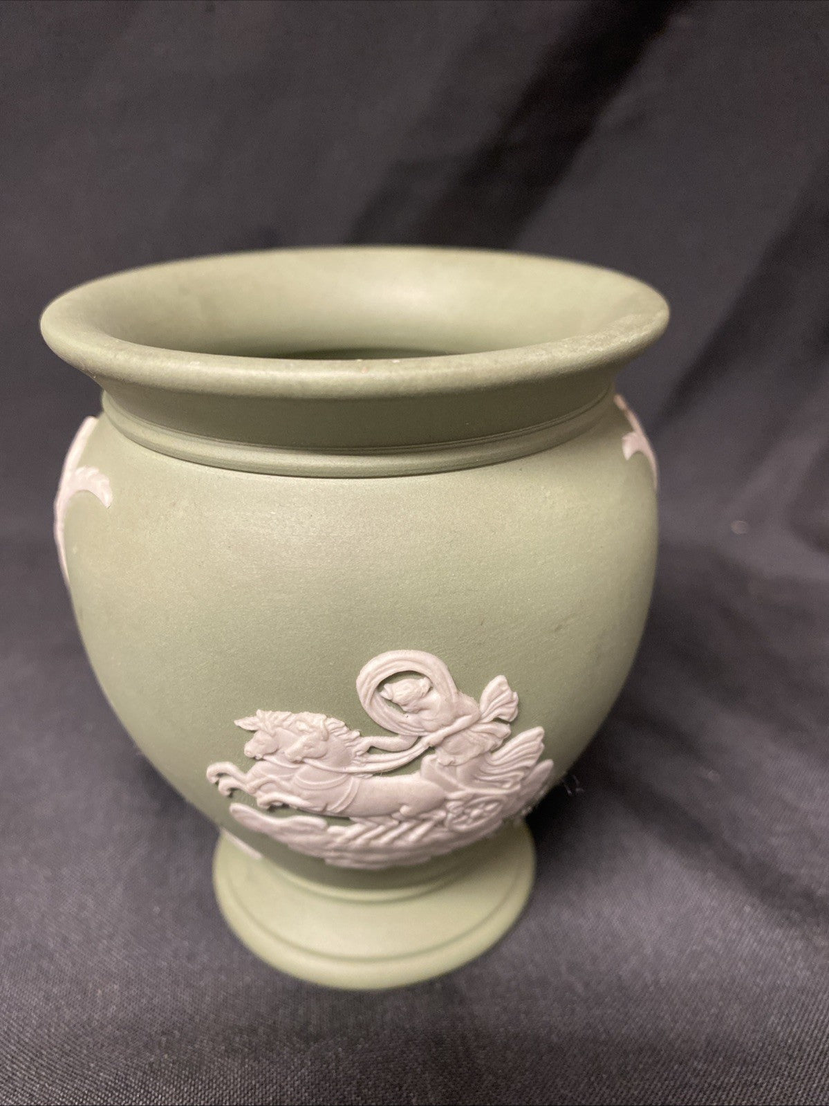 Vintage Wedgwood Jasperware Sage Green Grecian Urn Vase - (1600)