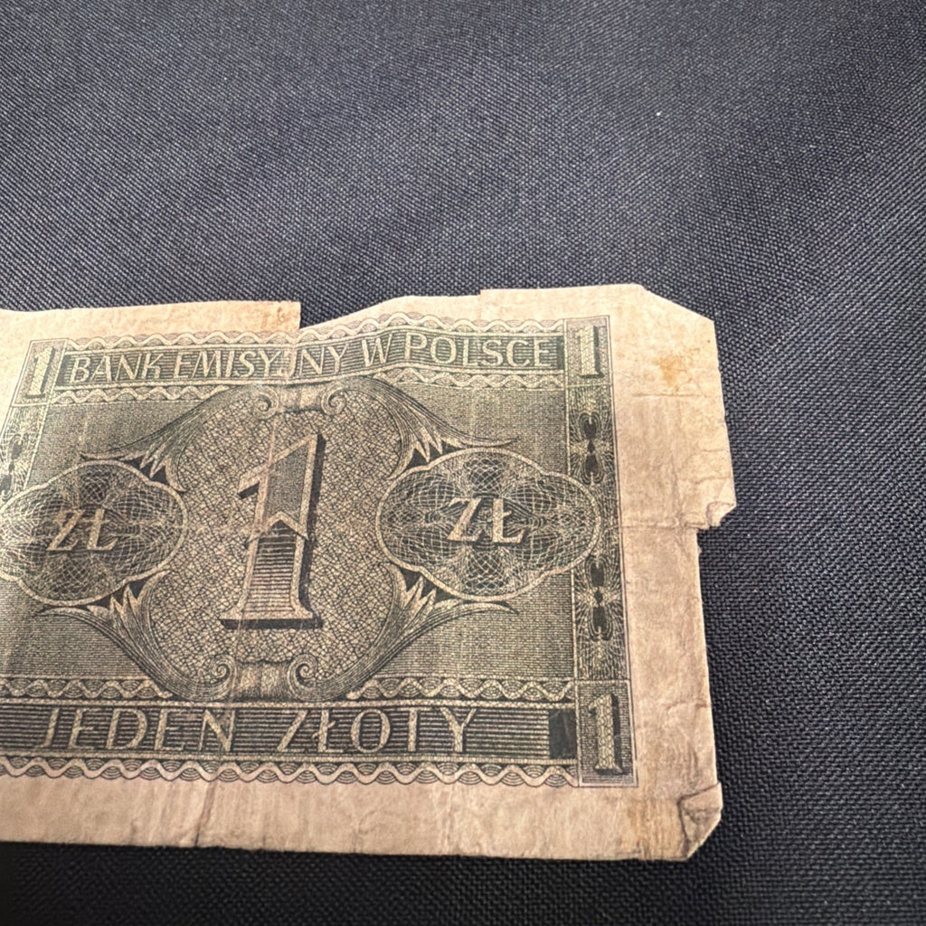 Bank Note Antique Poland 1 Zeoty Jeden Circulated 1941 - (2318)