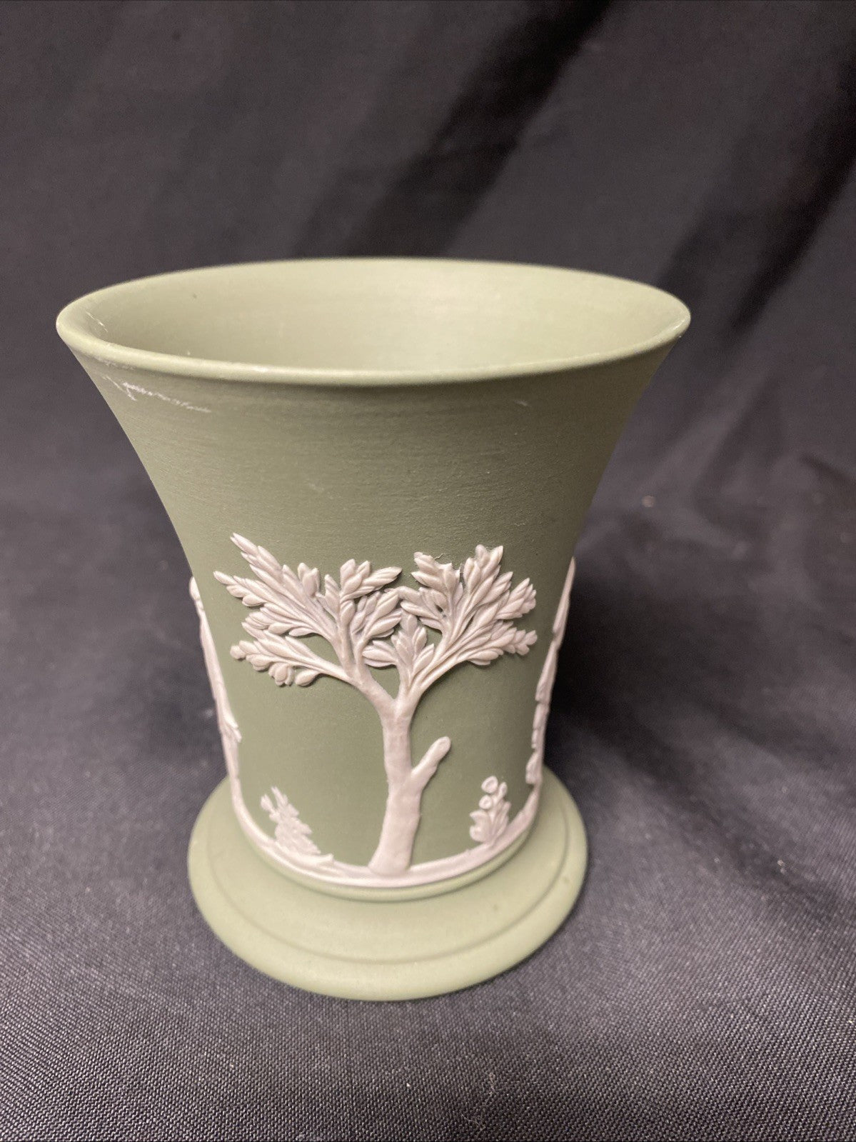 Vintage Wedgwood Jasperware Sage Green Grecian Vase - (1602)