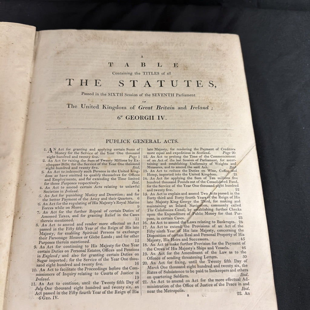 The Statutes of United Kingdom George IV 1825 to 1826 Vol 10 huge Book - SKU (1910)