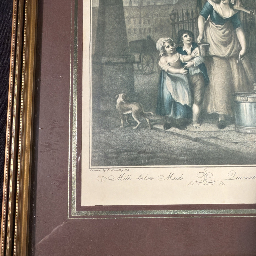 F Wheatley & Schiavonetti Cries of London engraving "Milk Below Maids" Framed - (2021)