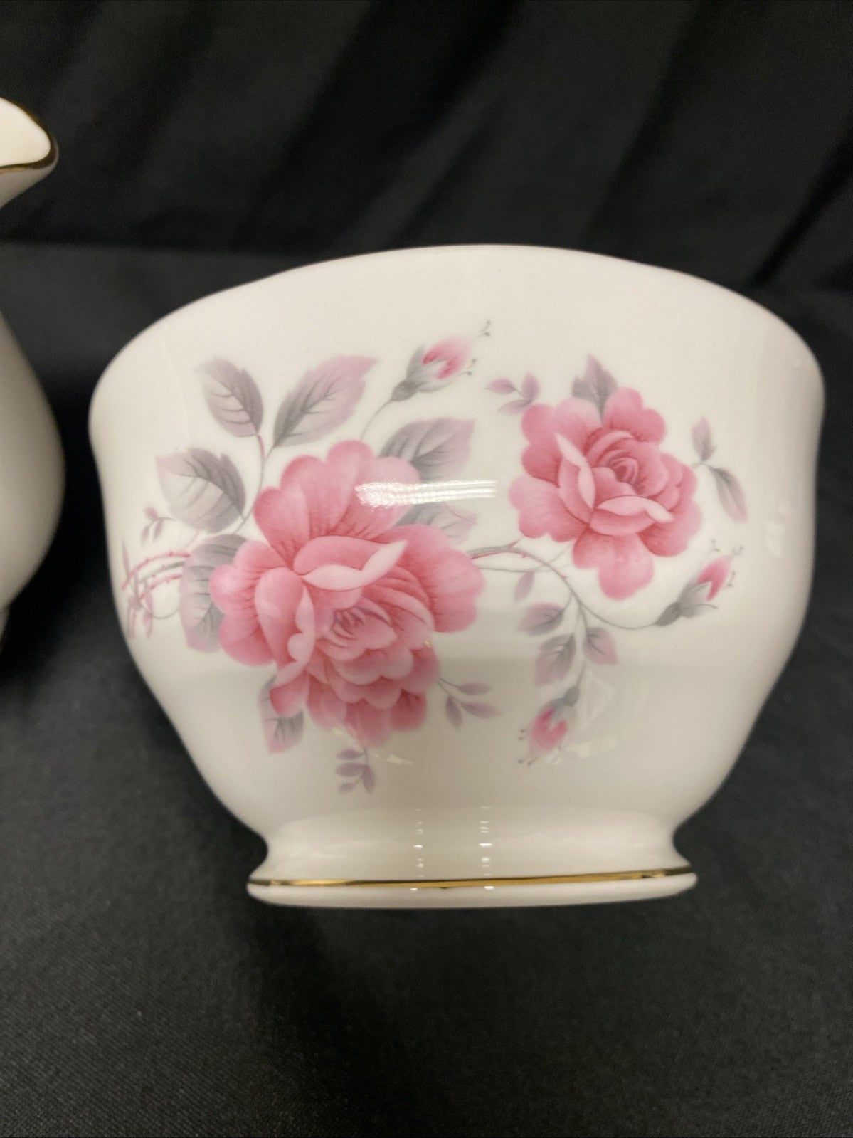 Duchess Fine China Pink Rose Sugar Bowl and Milk Creamer  - (1591)