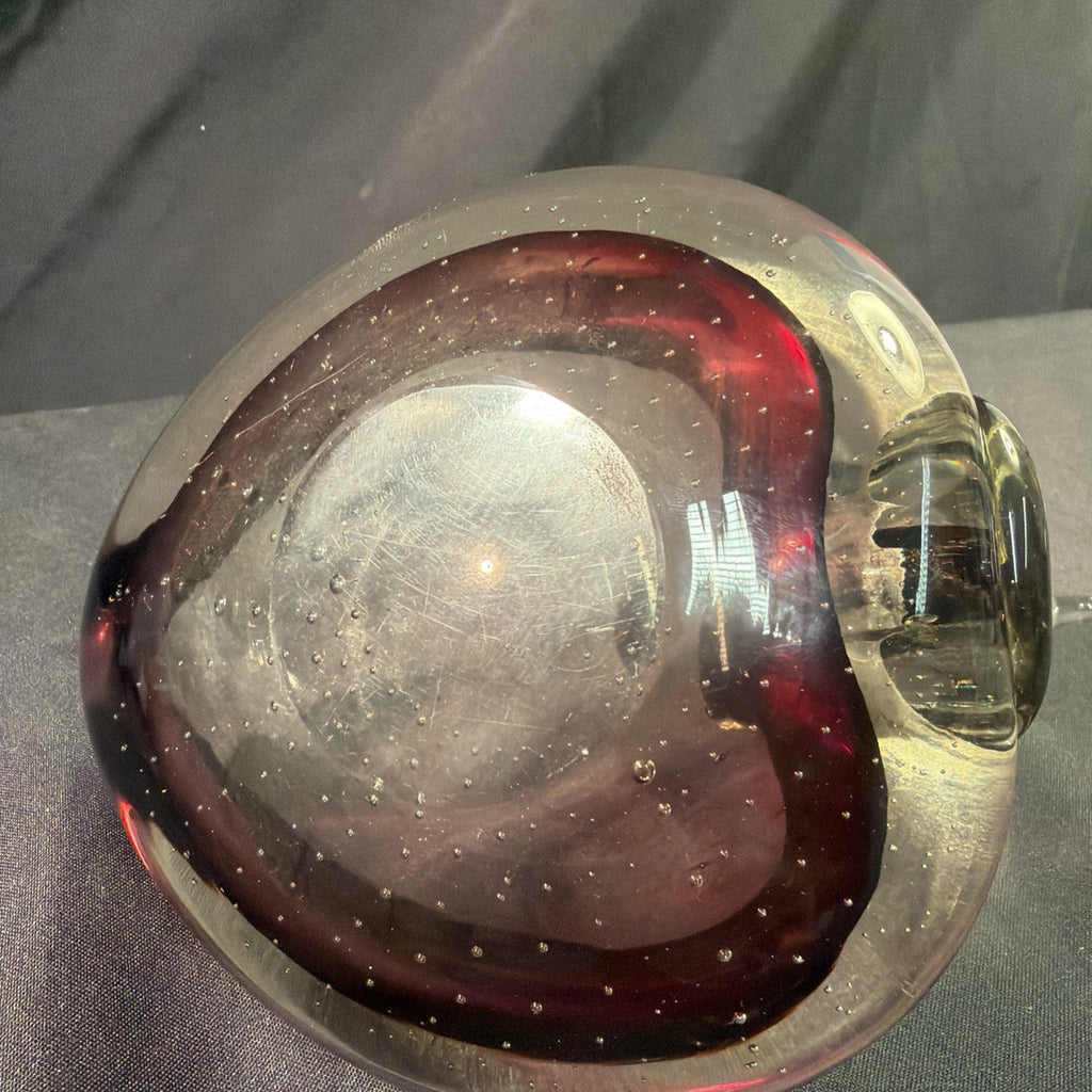 Murano Glass Swan Smoked & Red Glass Trinket bowl 19cm Vintage 1970's - (2085)