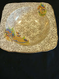 Empire Shelton Ivory large square bowl Gold Gilt & yellow Lady 23cm - (7898)